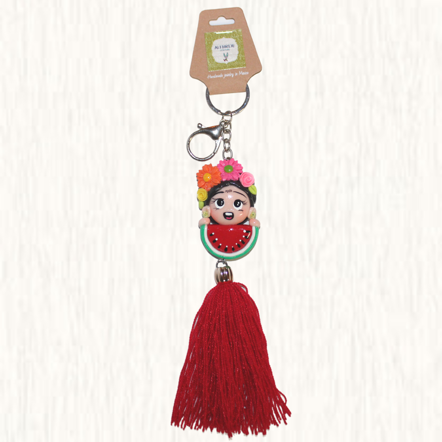 Frida Sandia Cold Porcelain Handmade Key Chain