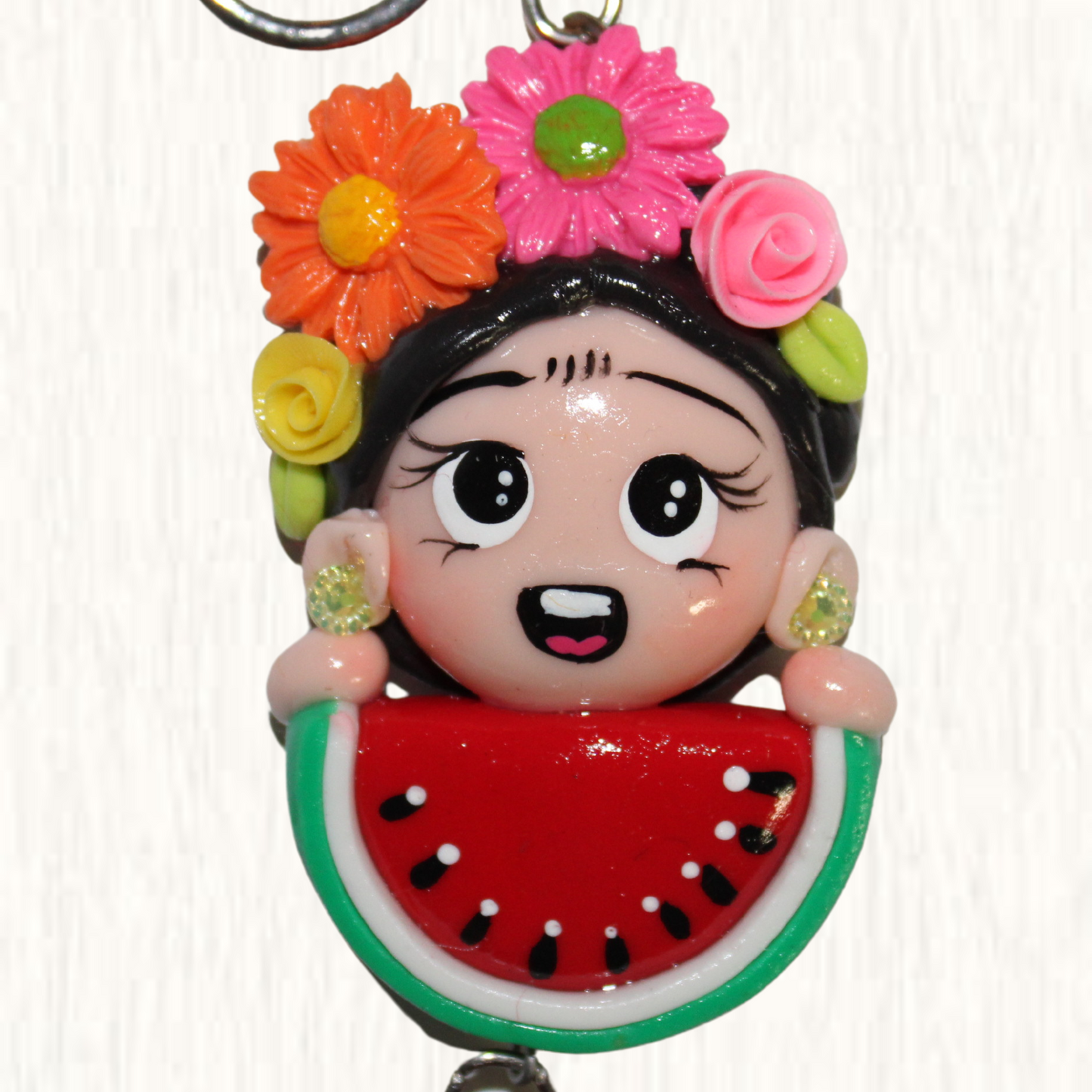 Frida Sandia Cold Porcelain Handmade Key Chain