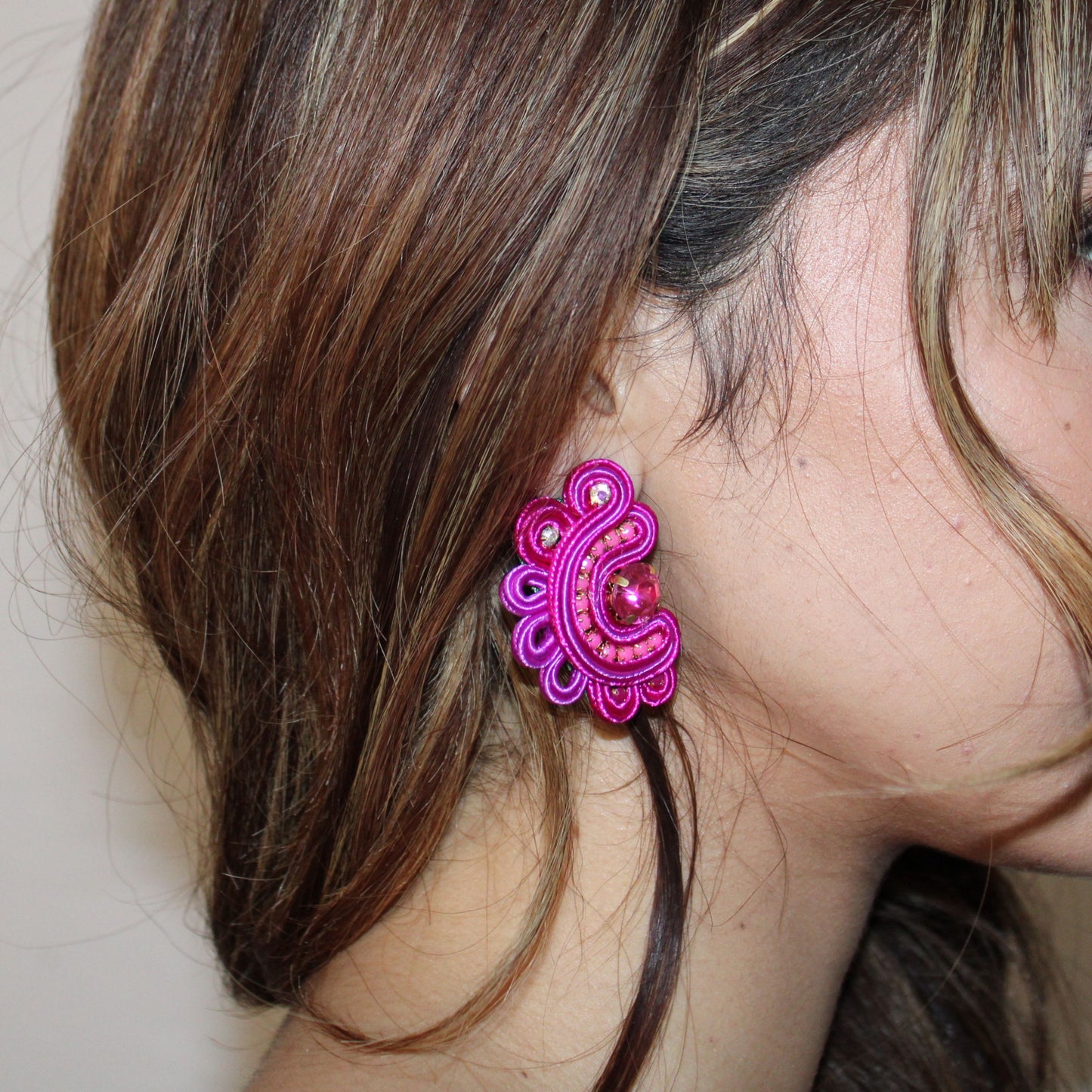 Soutache Earring Rosa Magenta