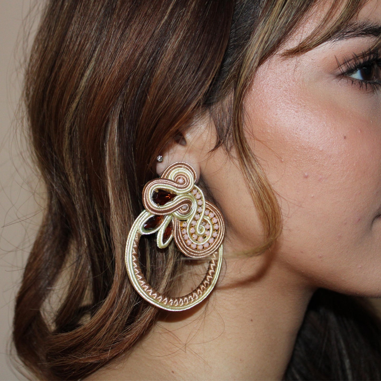 Soutache Earring Caramelo Miel