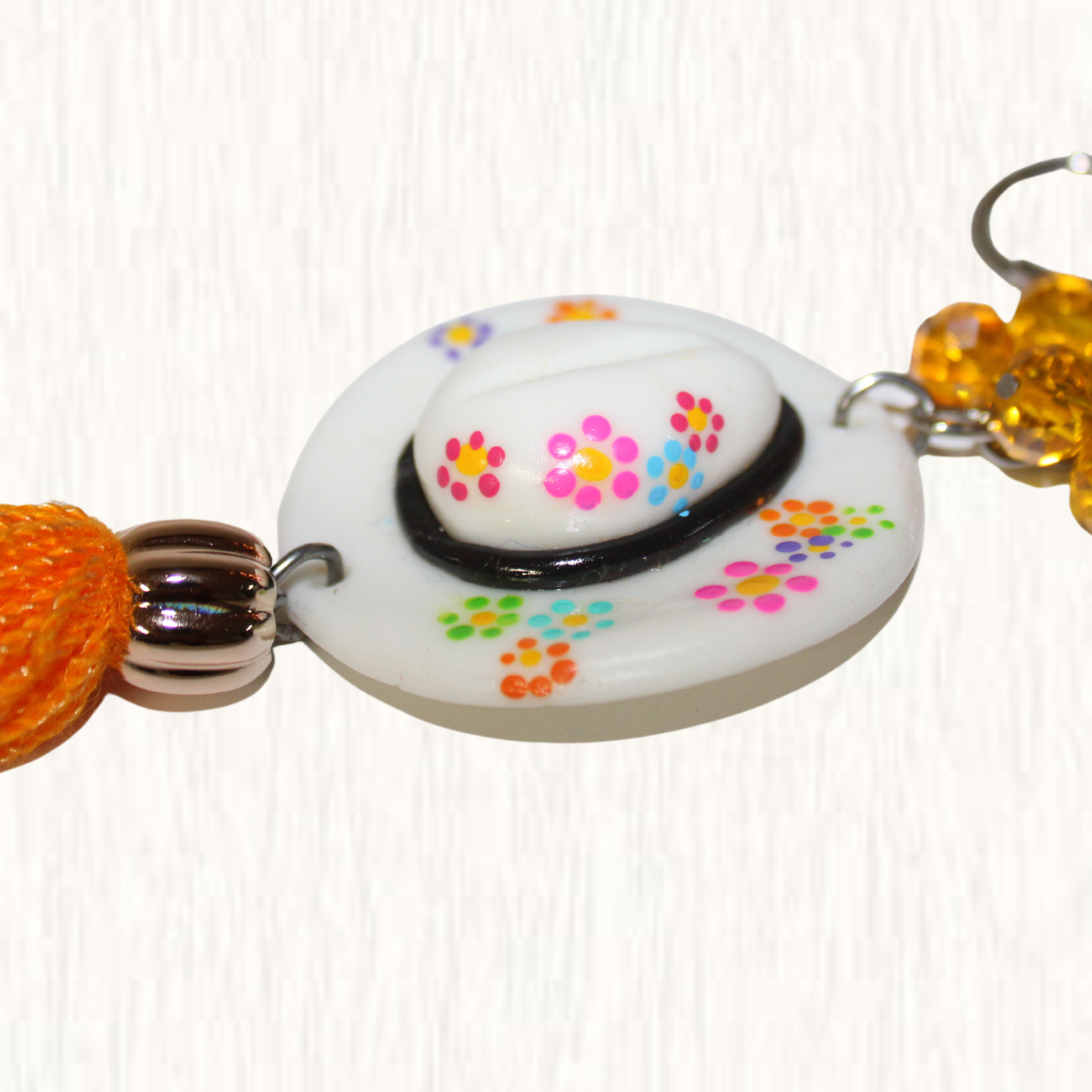 Sombrero Flores Cold Porcelain Handmade Key Chain