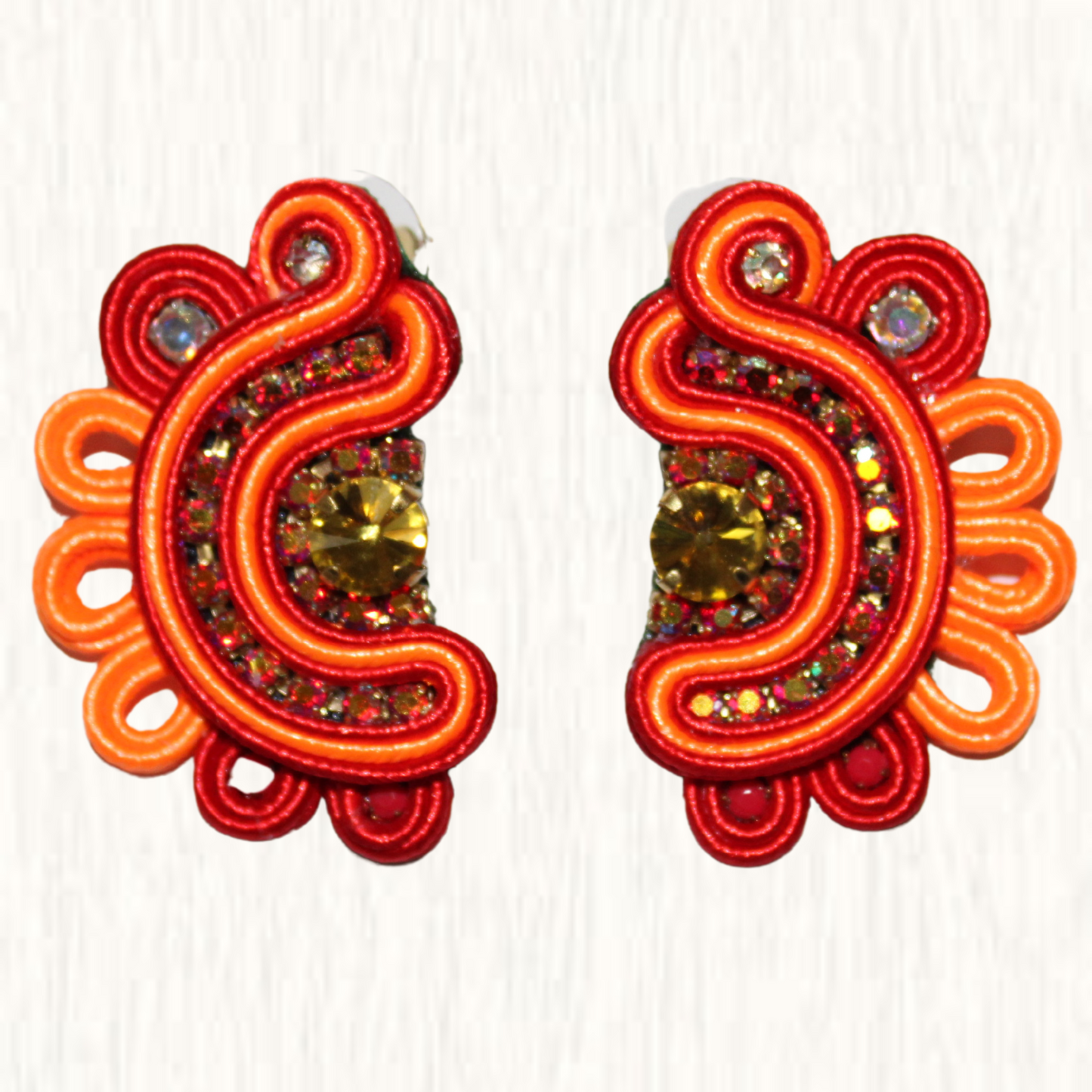 Soutache Earring Naranja Fuego