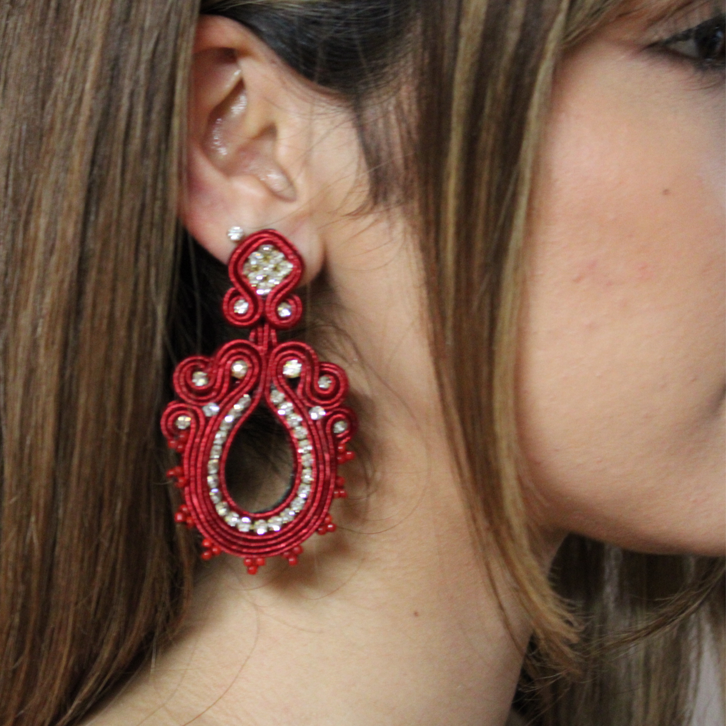 Soutache Earring Rojo Manzana