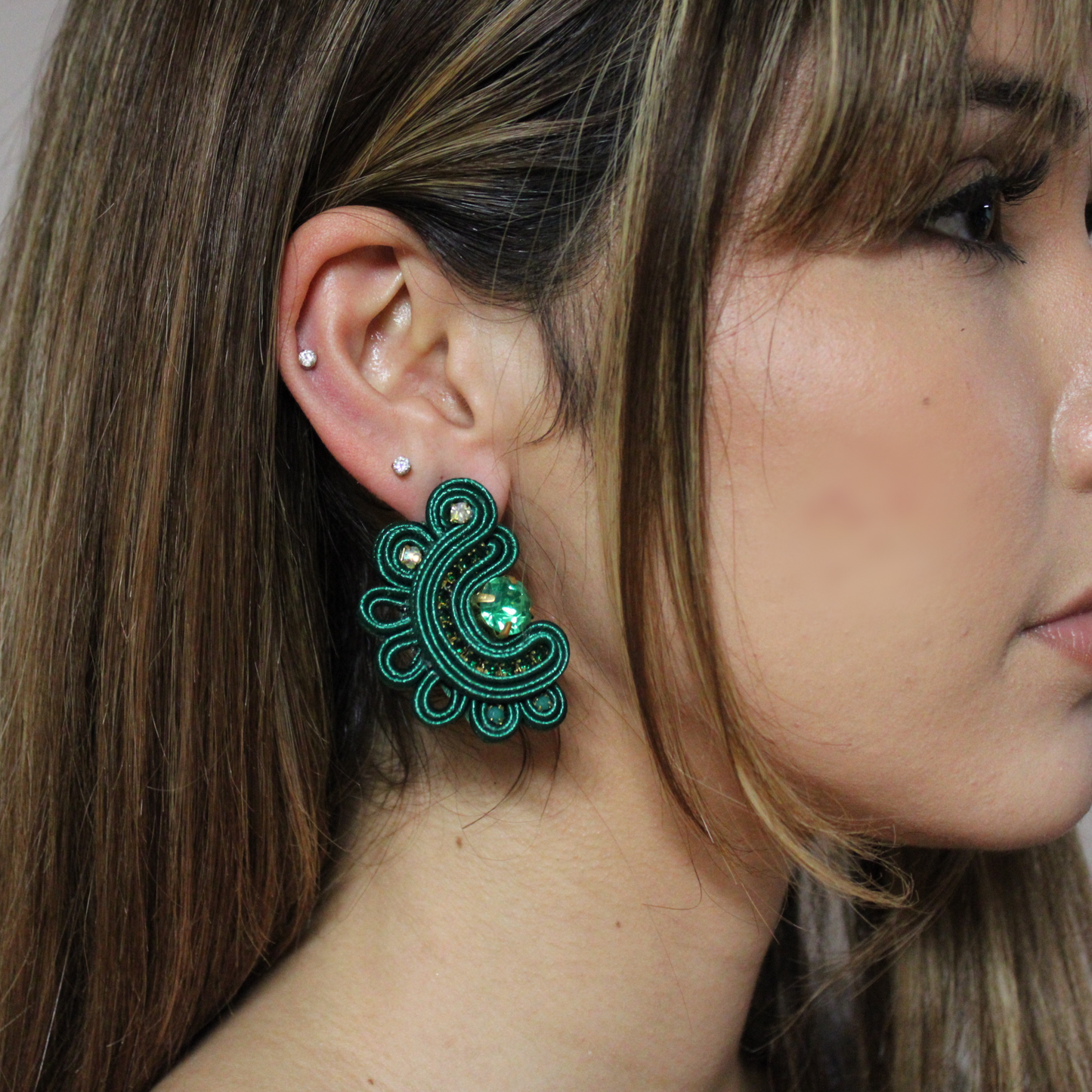 Soutache Earring Verde Esmeralda