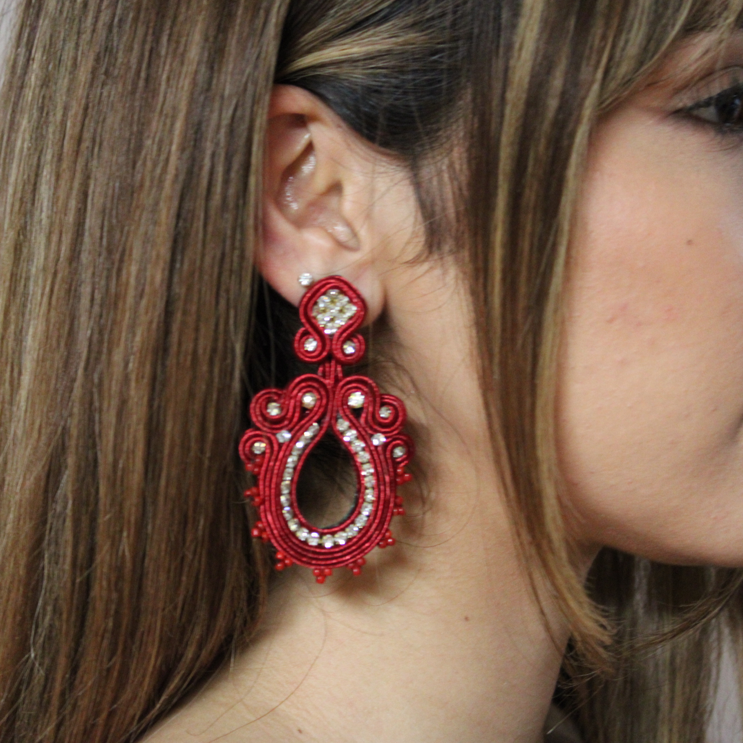 Soutache Earring Vino Tinto